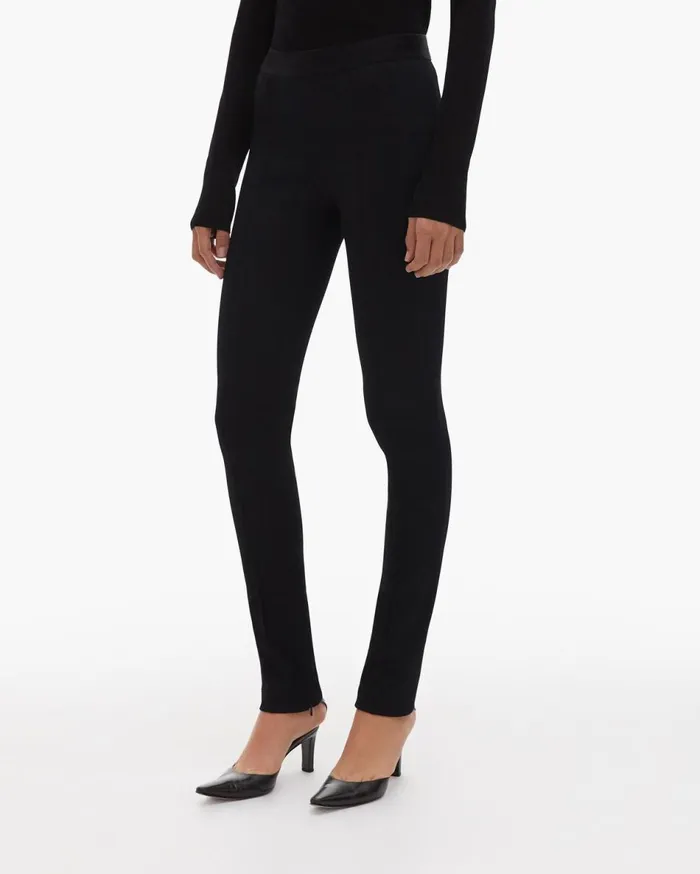 Pants Women Helmut Lang Double Needle Rib Legging Black