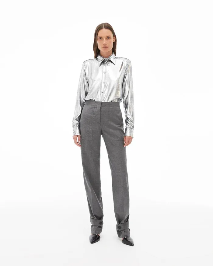 Pants Women Helmut Lang Flannel Military Pant Beuys Grey