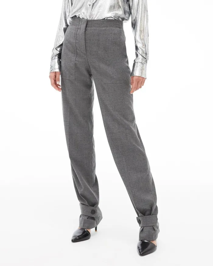Pants Women Helmut Lang Flannel Military Pant Beuys Grey
