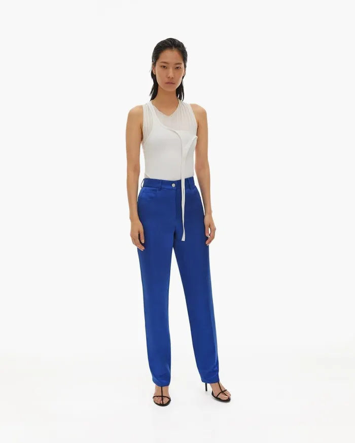 Pants Women Helmut Lang Heavy Satin Jean Pant Azurite