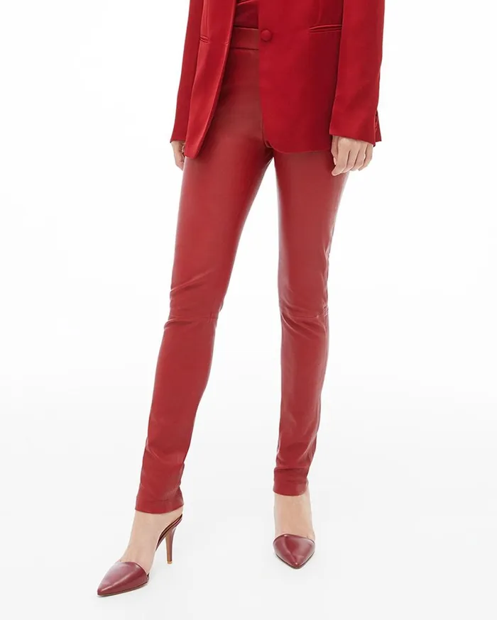 Pants Women Helmut Lang Leather Legging Lava