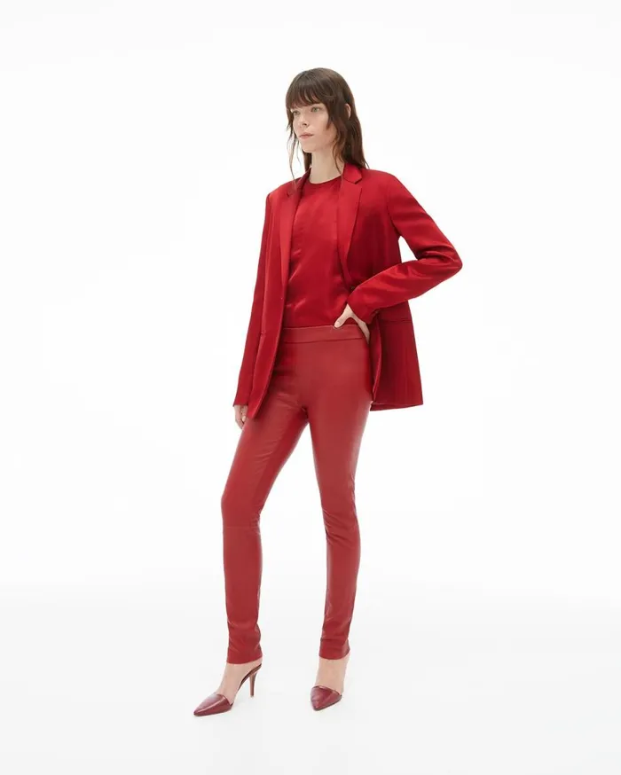 Pants Women Helmut Lang Leather Legging Lava