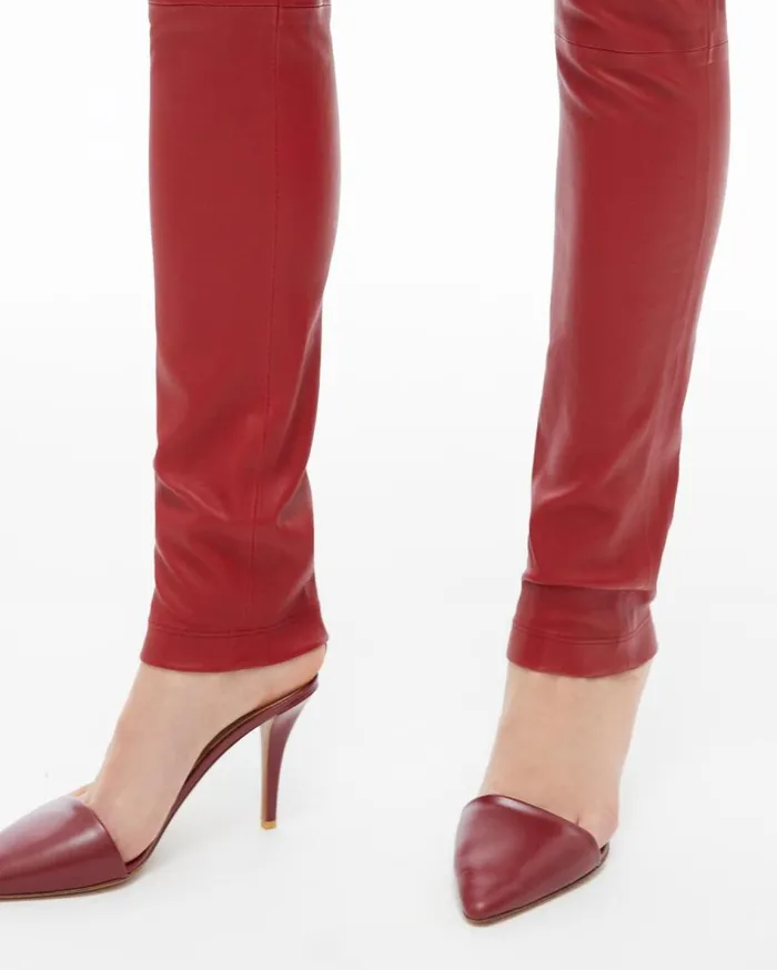 Pants Women Helmut Lang Leather Legging Lava