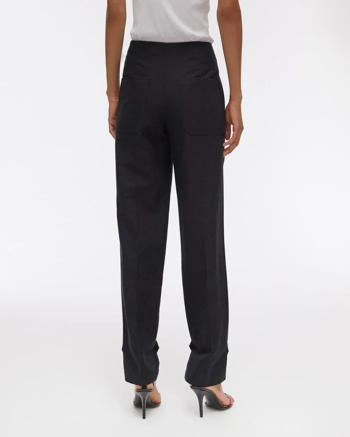 Pants Women Helmut Lang Linen Tabbed Leg Pant Black