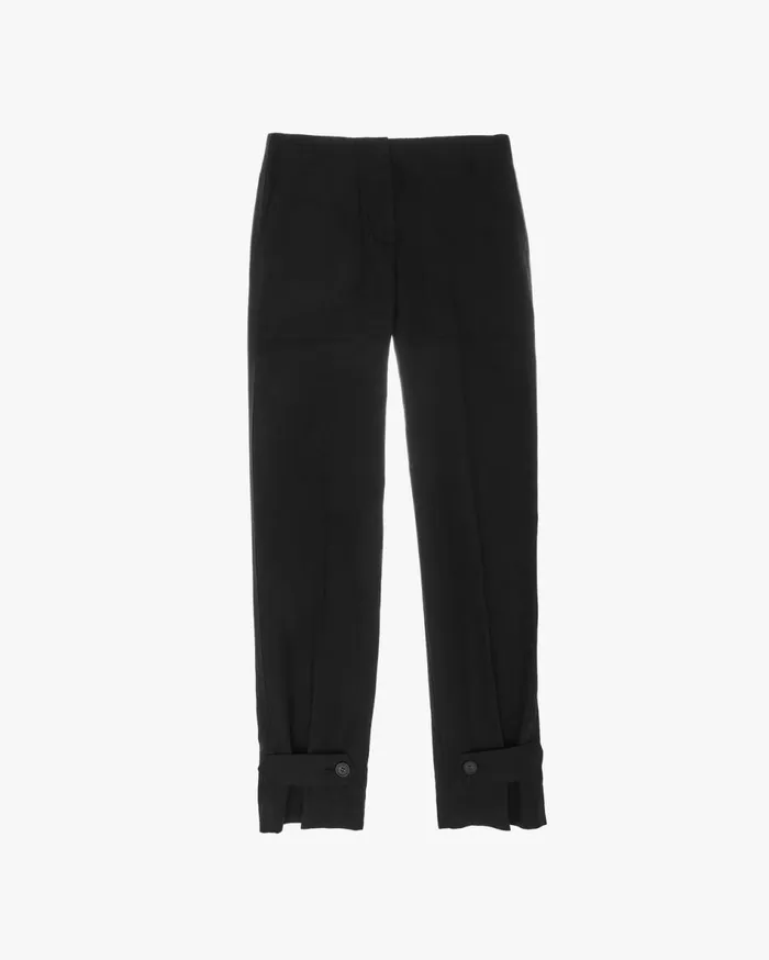Pants Women Helmut Lang Linen Tabbed Leg Pant Black