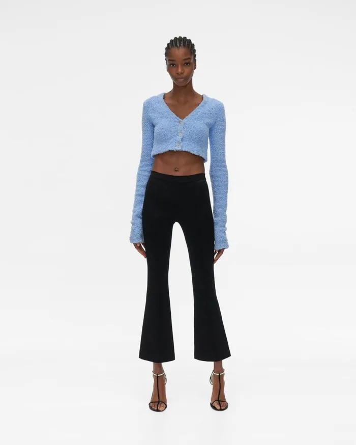 Pants Women Helmut Lang Ribbed Cropped Flare Legging Black