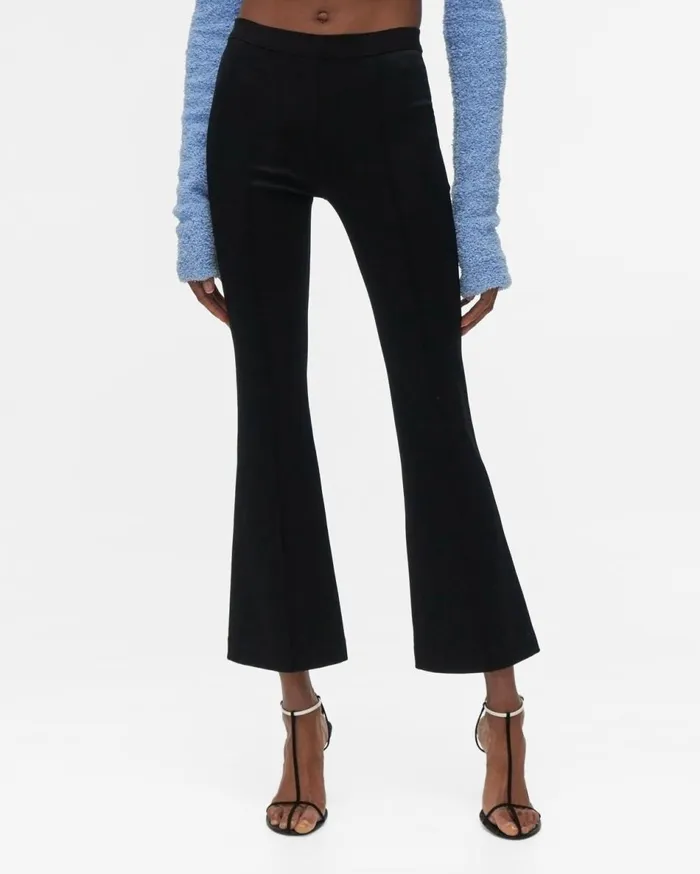 Pants Women Helmut Lang Ribbed Cropped Flare Legging Black