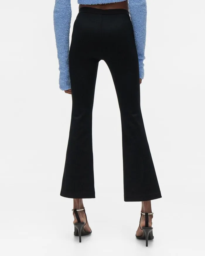 Pants Women Helmut Lang Ribbed Cropped Flare Legging Black