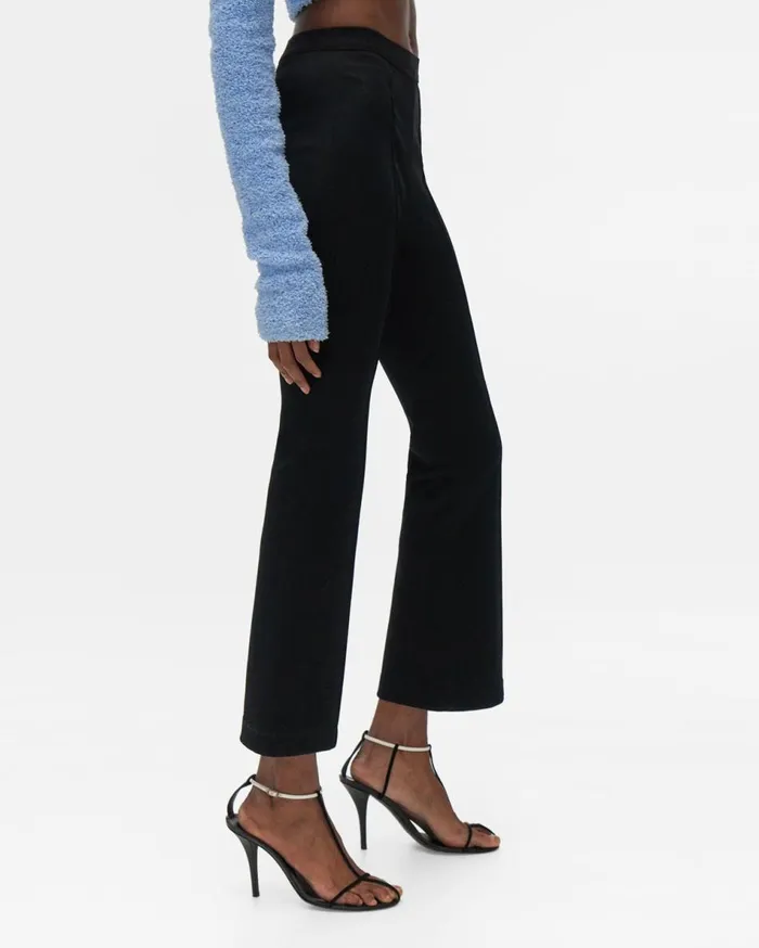 Pants Women Helmut Lang Ribbed Cropped Flare Legging Black