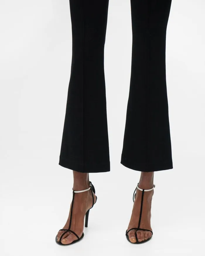Pants Women Helmut Lang Ribbed Cropped Flare Legging Black