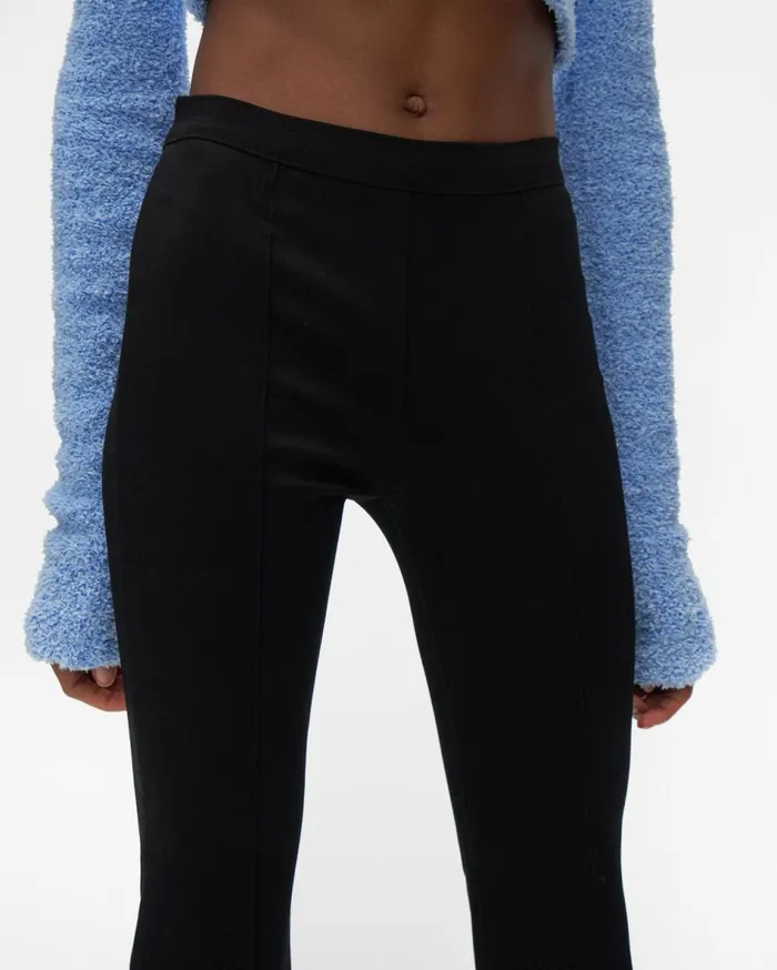 Pants Women Helmut Lang Ribbed Cropped Flare Legging Black