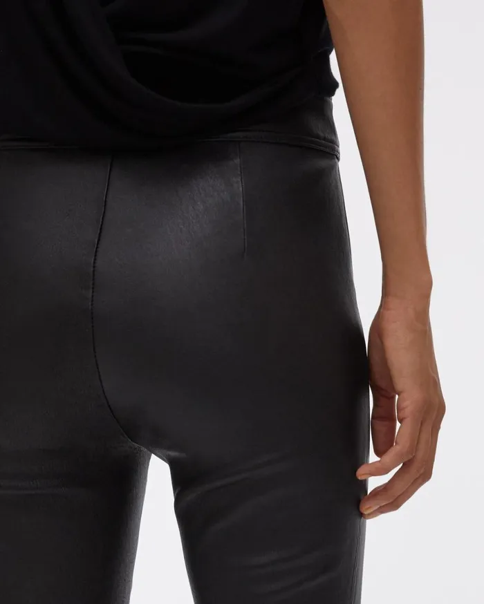 Pants Women Helmut Lang Side Zip Leather Legging Onyx