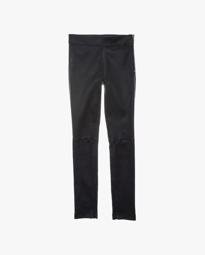 Pants Women Helmut Lang Side Zip Leather Legging Onyx