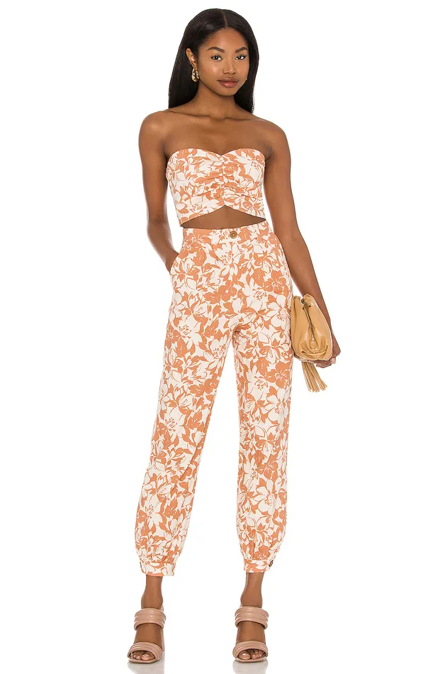 Pants Women Lovers and Friends Kacey Pant Caramel Brown Floral Pants Women Lovers and Friends Kacey Pant Caramel Brown Floral