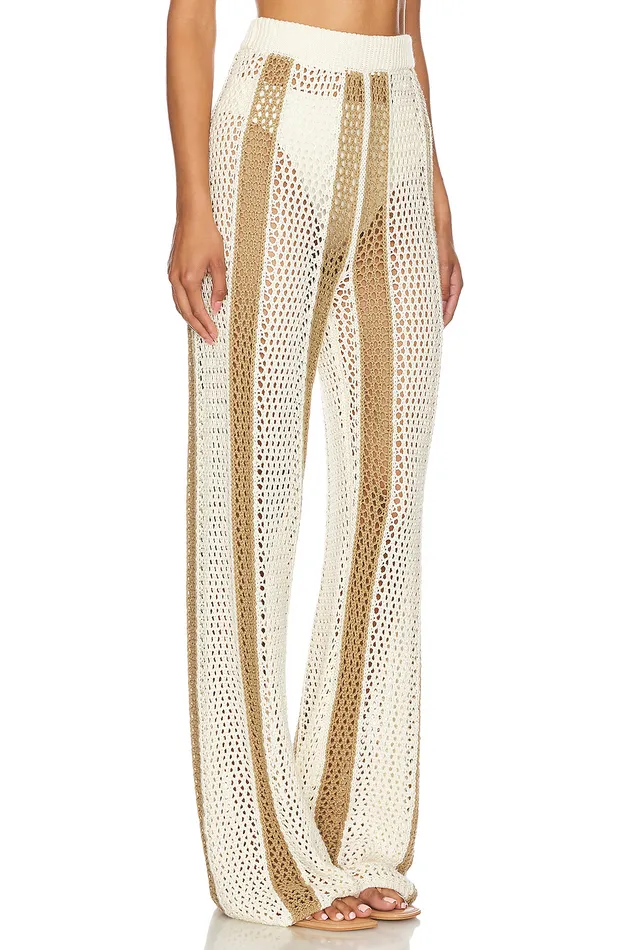 Pants Women Lovers and Friends Kerim Stripe Pant Ivory and Beige Stripe Pants Women Lovers and Friends Kerim Stripe Pant Ivory and Beige Stripe