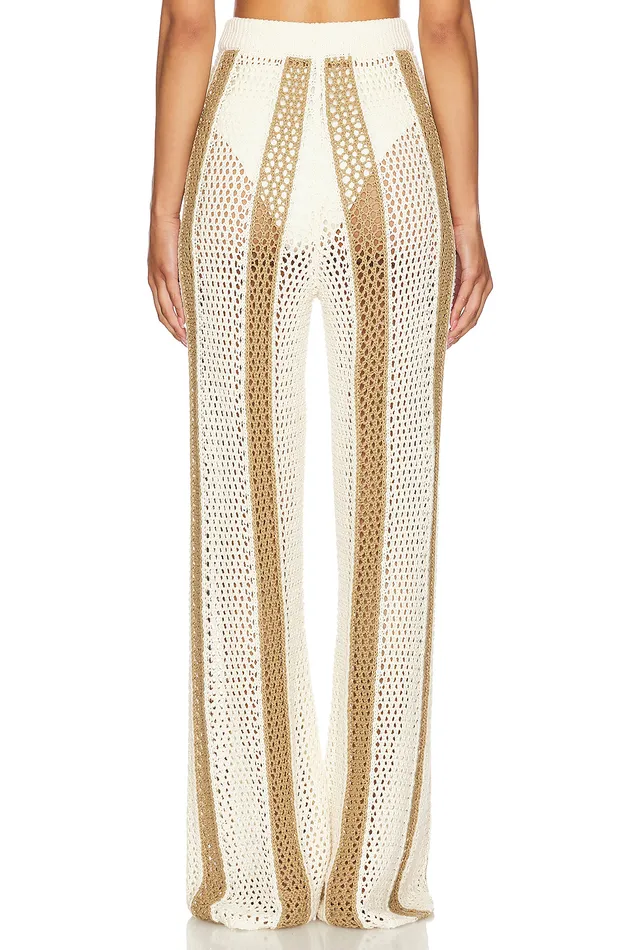 Pants Women Lovers and Friends Kerim Stripe Pant Ivory and Beige Stripe Pants Women Lovers and Friends Kerim Stripe Pant Ivory and Beige Stripe