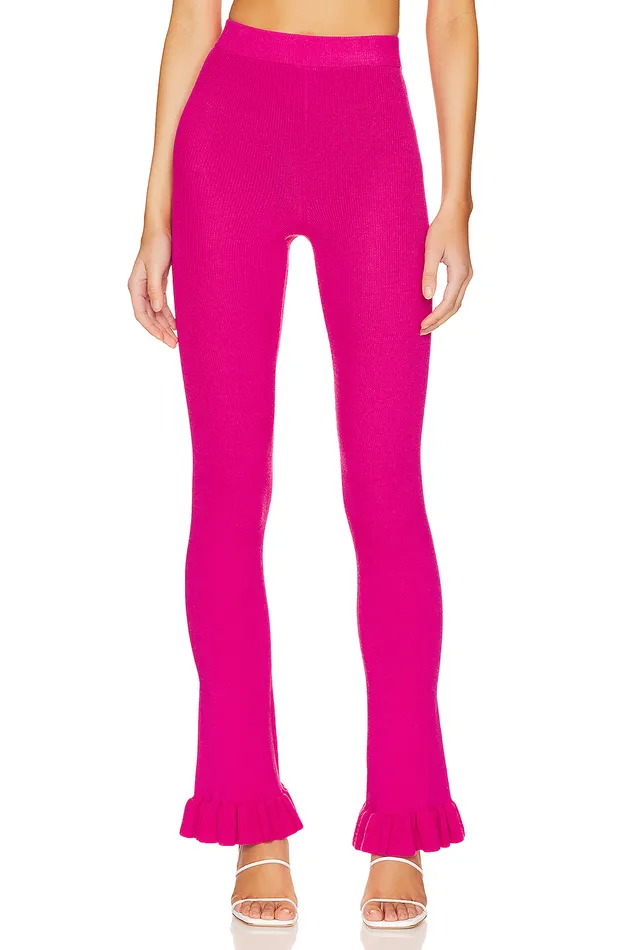 Pants Women Lovers and Friends Razi Ruffle Knit Pant Hot Pink