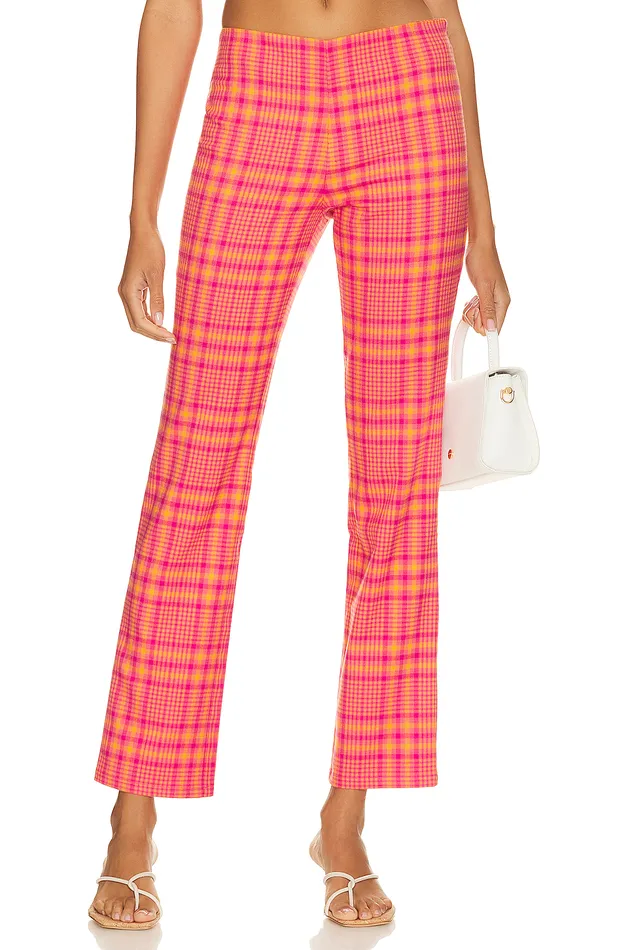 Pants Women Lovers and Friends Rodeo Pant Pink and Orange Plaid