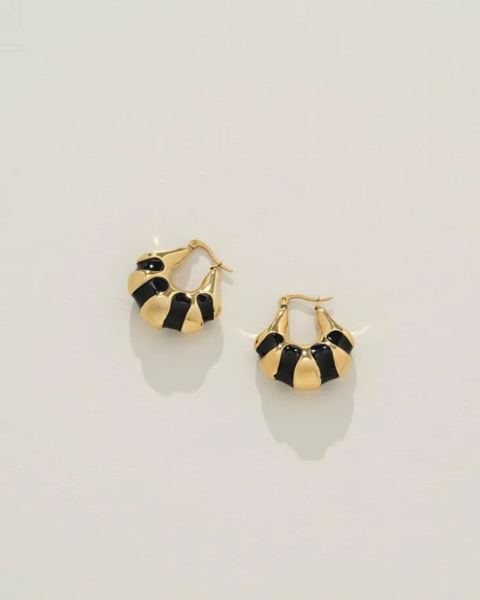 Reliquia Jewellery Hoops Veda Earrings In Gold and Black 8211 Women