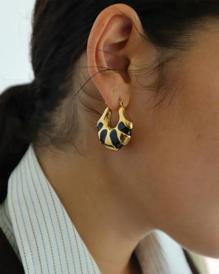 Reliquia Jewellery Hoops Veda Earrings In Gold and Black 8211 Women