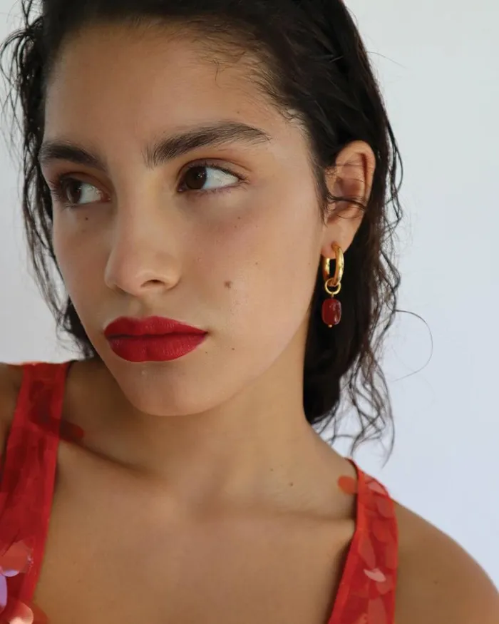 Reliquia Jewellery Hoops Zaya Hoops In Gold and Red 8211 Women Reliquia Jewellery Hoops Zaya Hoops In Gold and Red 8211 Women