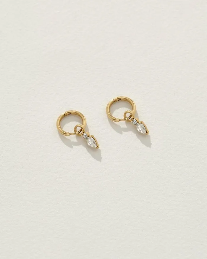Reliquia Jewellery Huggies Amara Earrings In GoldCrystal 8211 Women