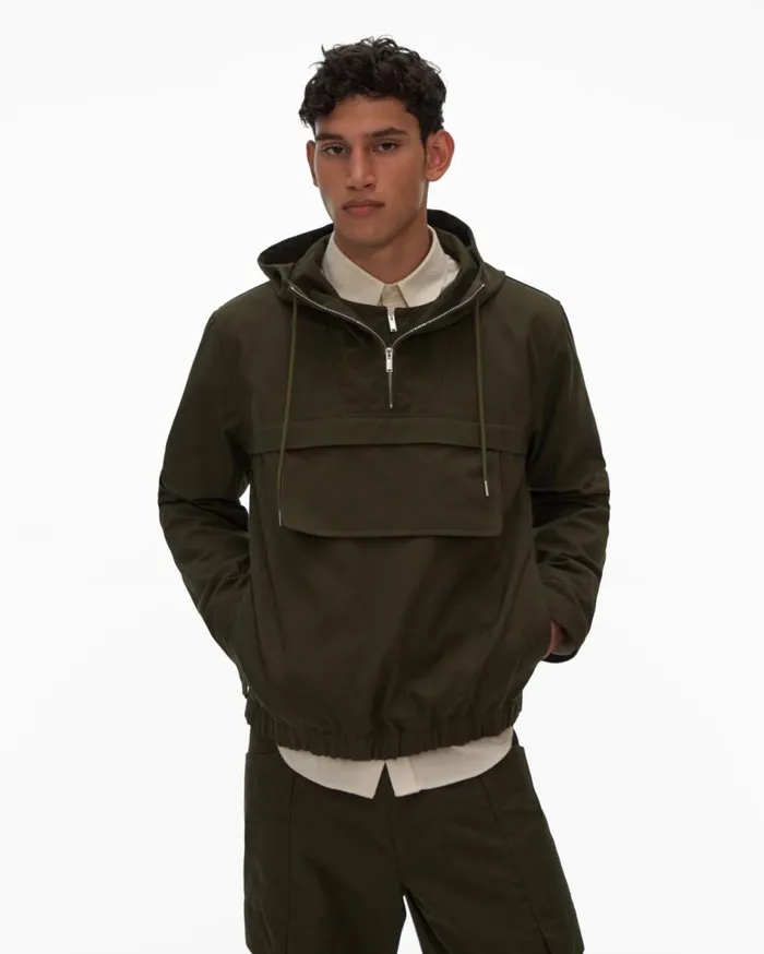 Shirts Men Helmut Lang Zip Popover Hunter Sage