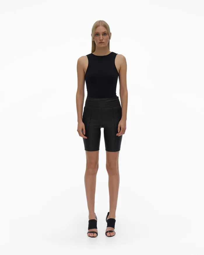 Shorts Women Helmut Lang Leather Bike Short Onyx