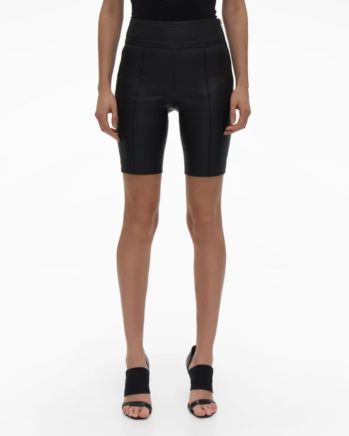 Shorts Women Helmut Lang Leather Bike Short Onyx
