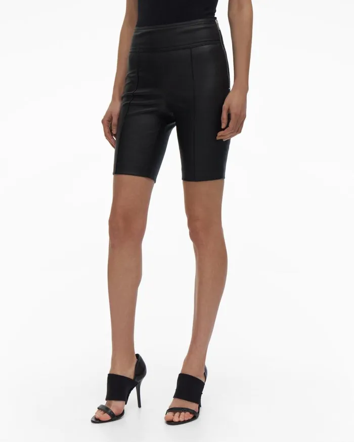 Shorts Women Helmut Lang Leather Bike Short Onyx