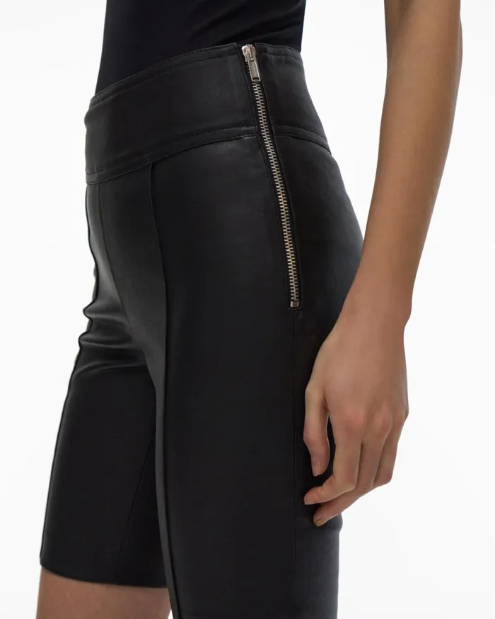 Shorts Women Helmut Lang Leather Bike Short Onyx