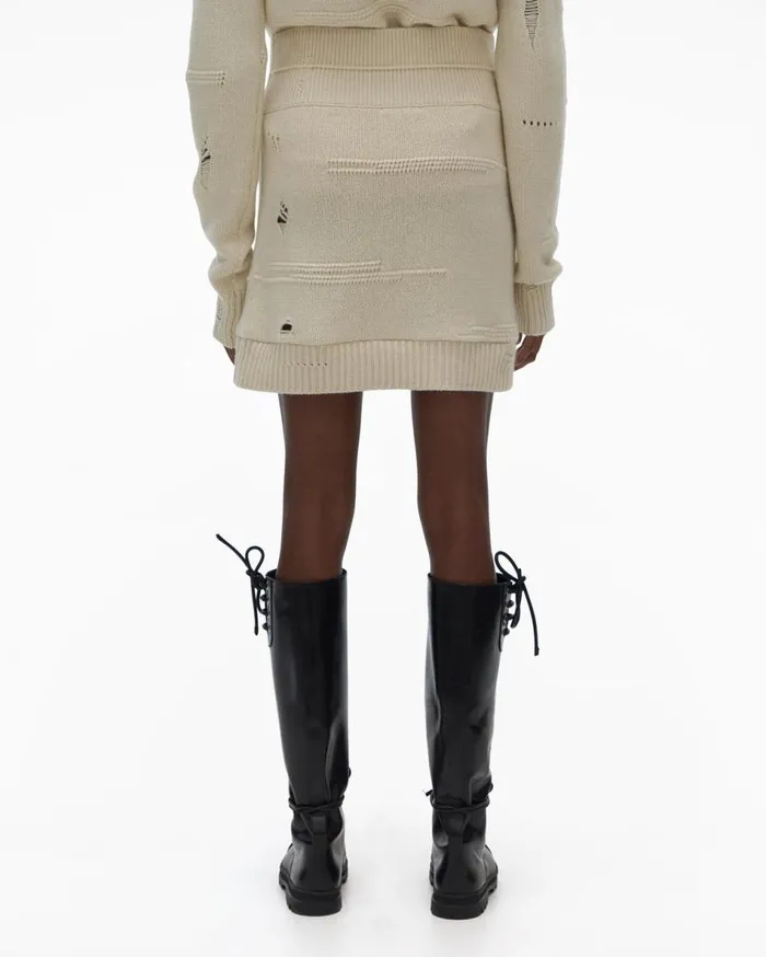 Skirts Women Helmut Lang Distressed Skirt Powdered Ecru
