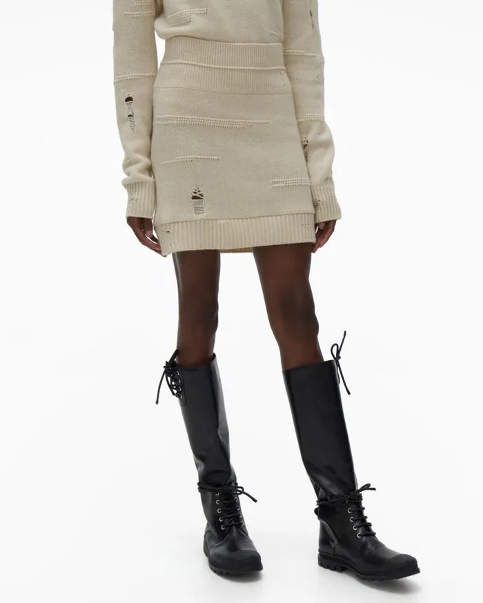 Skirts Women Helmut Lang Distressed Skirt Powdered Ecru
