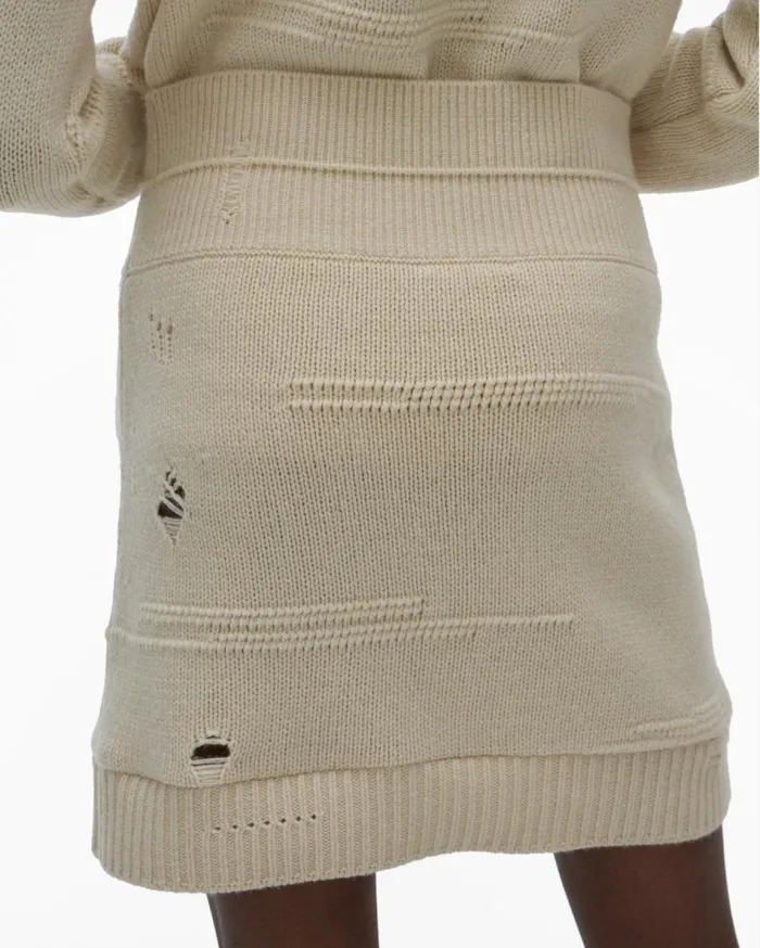 Skirts Women Helmut Lang Distressed Skirt Powdered Ecru