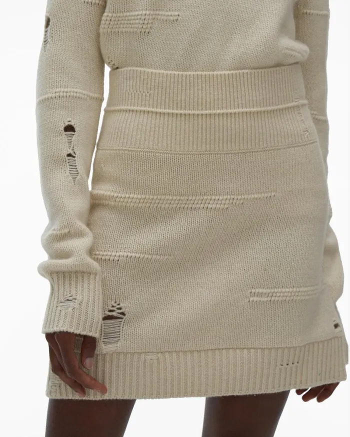 Skirts Women Helmut Lang Distressed Skirt Powdered Ecru