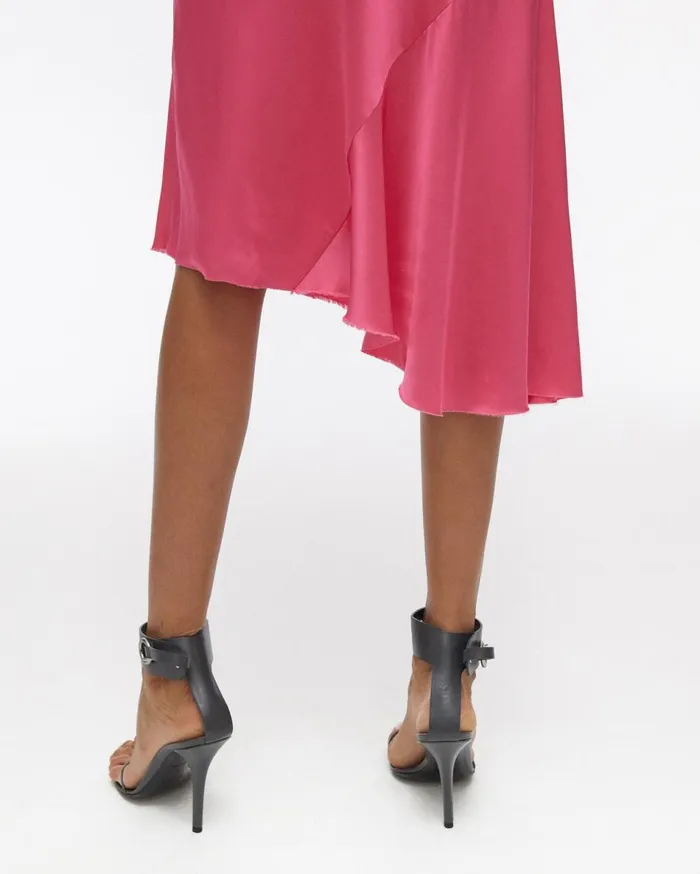 Skirts Women Helmut Lang Double Satin Asymmetric Skirt Neon Pink