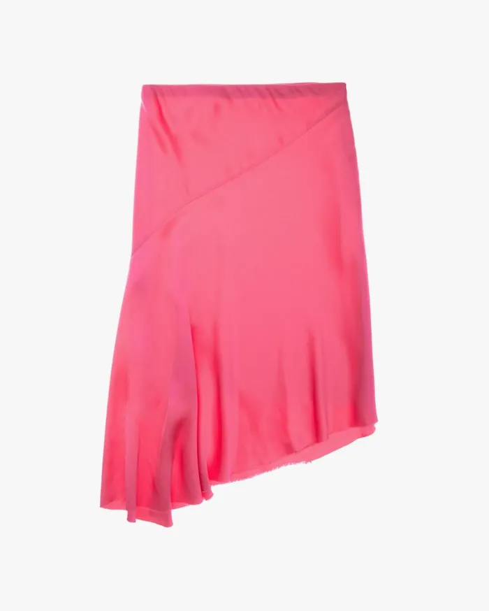 Skirts Women Helmut Lang Double Satin Asymmetric Skirt Neon Pink