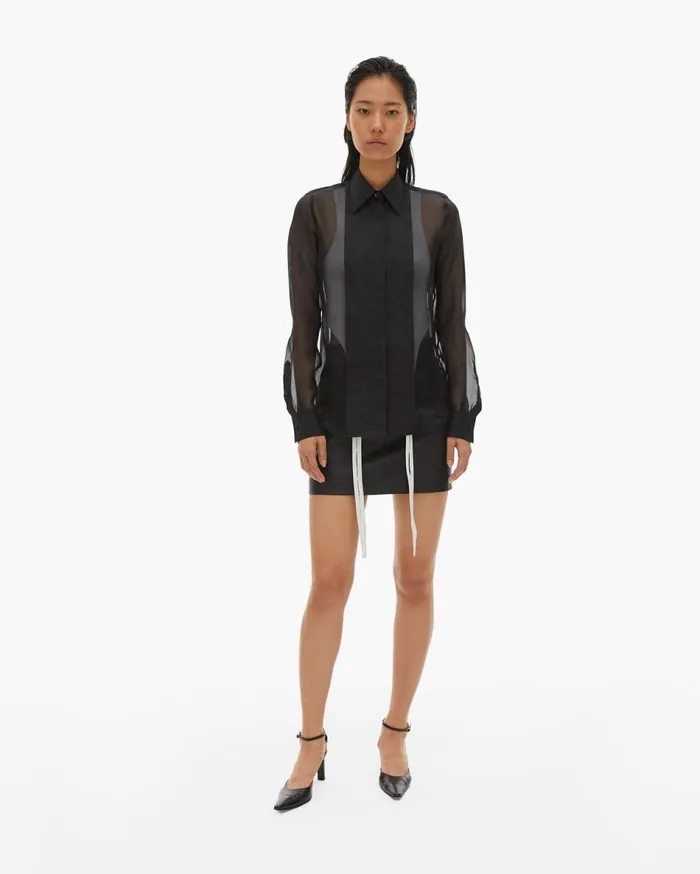Skirts Women Helmut Lang Stretch Leather Mini Skirt Black