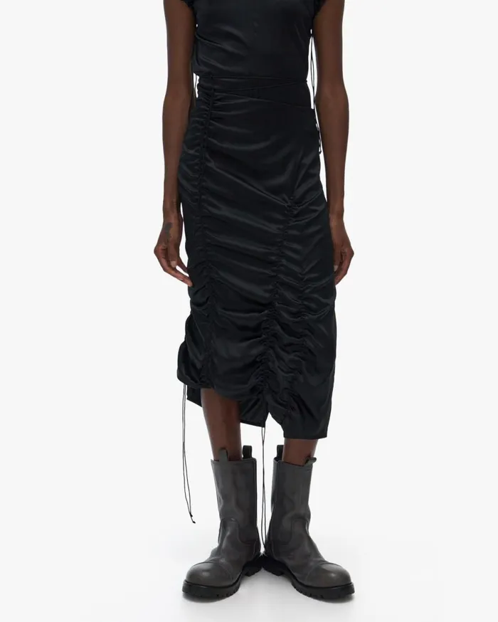 Skirts Women Helmut Lang String Satin Skirt Black