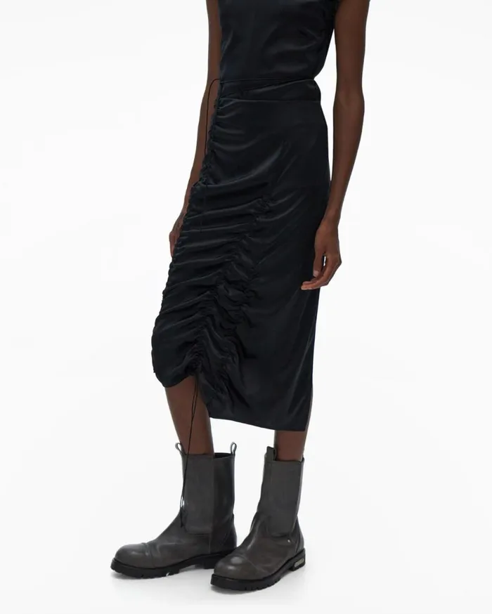 Skirts Women Helmut Lang String Satin Skirt Black