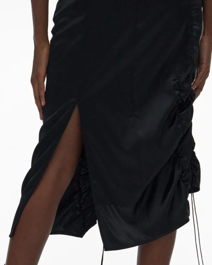 Skirts Women Helmut Lang String Satin Skirt Black