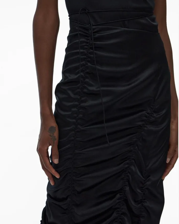 Skirts Women Helmut Lang String Satin Skirt Black