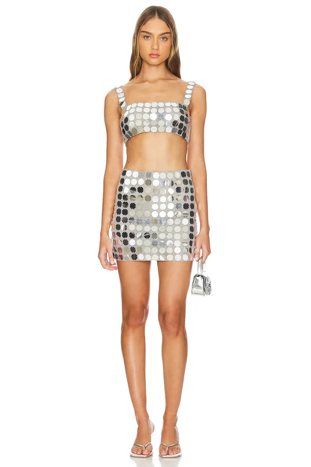 Skirts Women Lovers and Friends Gilles Sequin Mini Skirt Disco Silver Skirts Women Lovers and Friends Gilles Sequin Mini Skirt Disco Silver