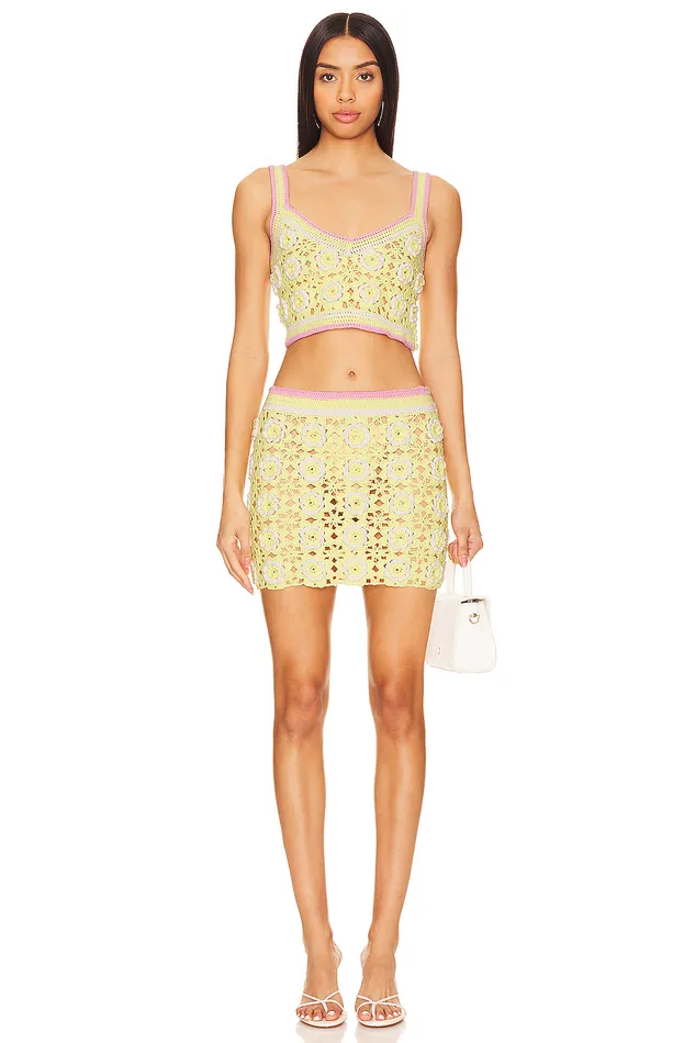 Skirts Women Lovers and Friends Meadow Crochet Skirt Yellow Skirts Women Lovers and Friends Meadow Crochet Skirt Yellow
