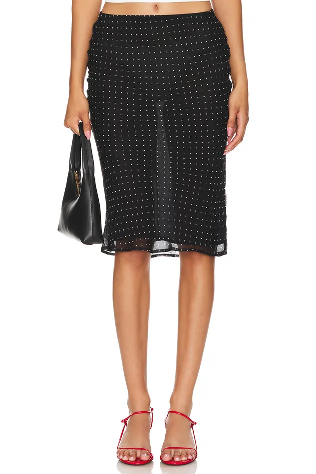 Skirts Women Lovers and Friends Stella Midi Skirt Black Polka Dot