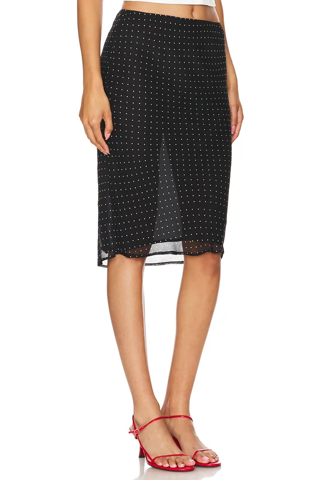 Skirts Women Lovers and Friends Stella Midi Skirt Black Polka Dot Skirts Women Lovers and Friends Stella Midi Skirt Black Polka Dot