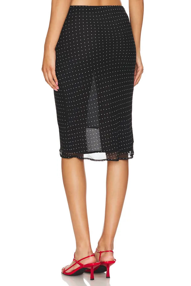 Skirts Women Lovers and Friends Stella Midi Skirt Black Polka Dot Skirts Women Lovers and Friends Stella Midi Skirt Black Polka Dot
