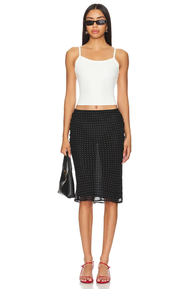 Skirts Women Lovers and Friends Stella Midi Skirt Black Polka Dot Skirts Women Lovers and Friends Stella Midi Skirt Black Polka Dot