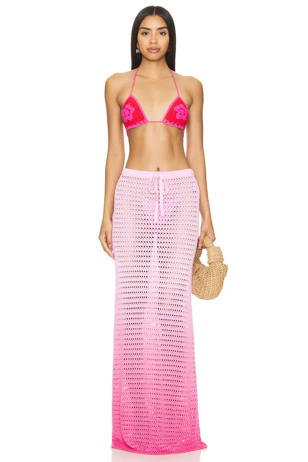 Skirts Women Lovers and Friends Viank Mesh Maxi Skirt Pink Ombre