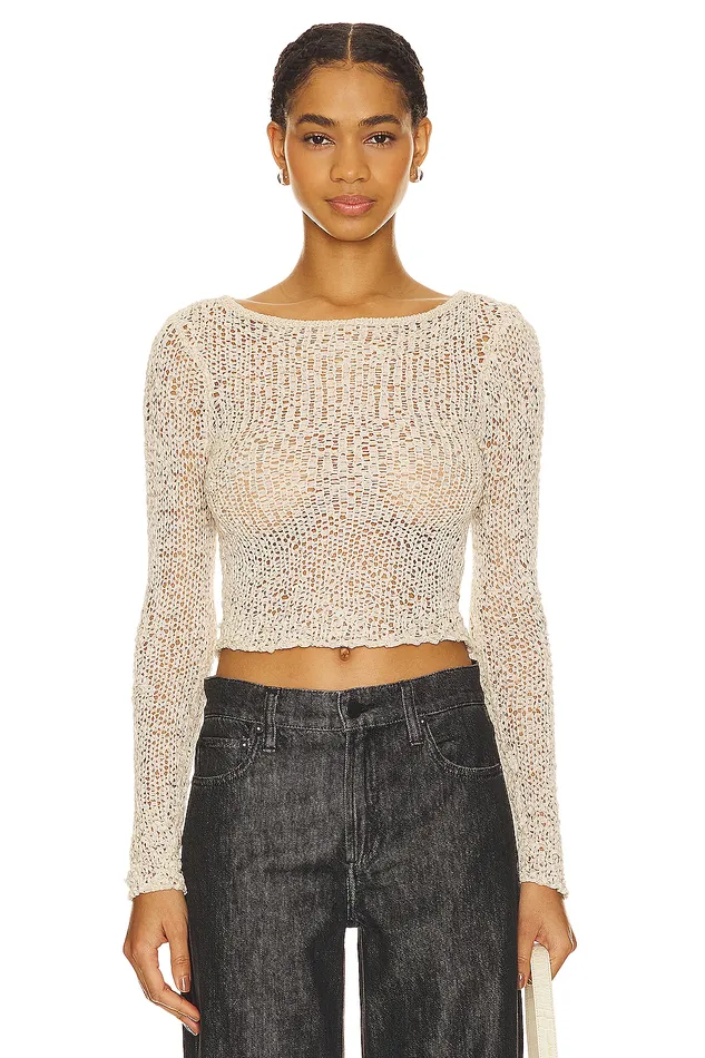 Sweaters and Knits Women Lovers and Friends Anders Open Stitch Sweater Cream